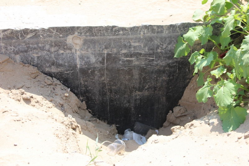 Провал на набережной Саратова зарос травой