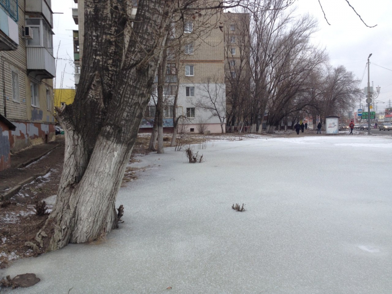 В спальном районе Саратова обнаружили замерзшее озеро