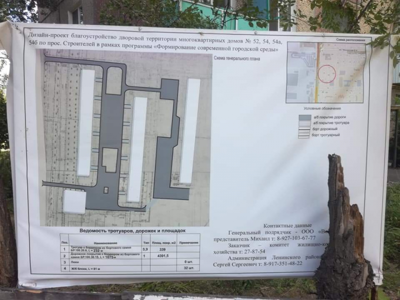 В Ленинском районе во дворе деревья закатали в асфальт