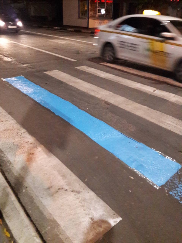 В Саратове мужчина разукрашивал «зебры» в «веселые» и «заметные» цвета