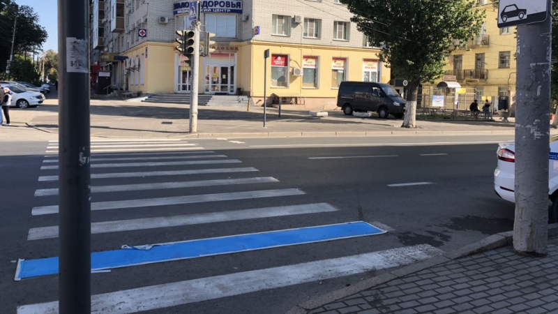 В Саратове мужчина разукрашивал «зебры» в «веселые» и «заметные» цвета