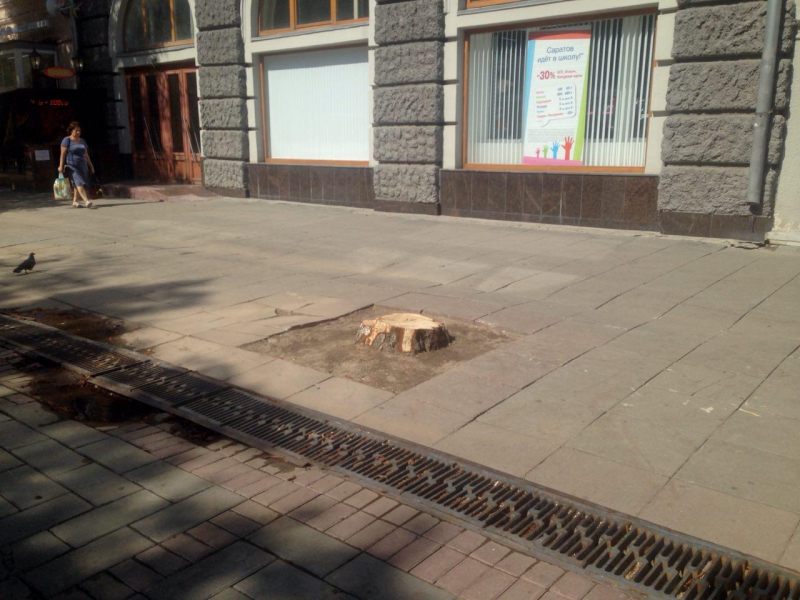 Проспект Кирова в пеньках, один квартал перекрыт