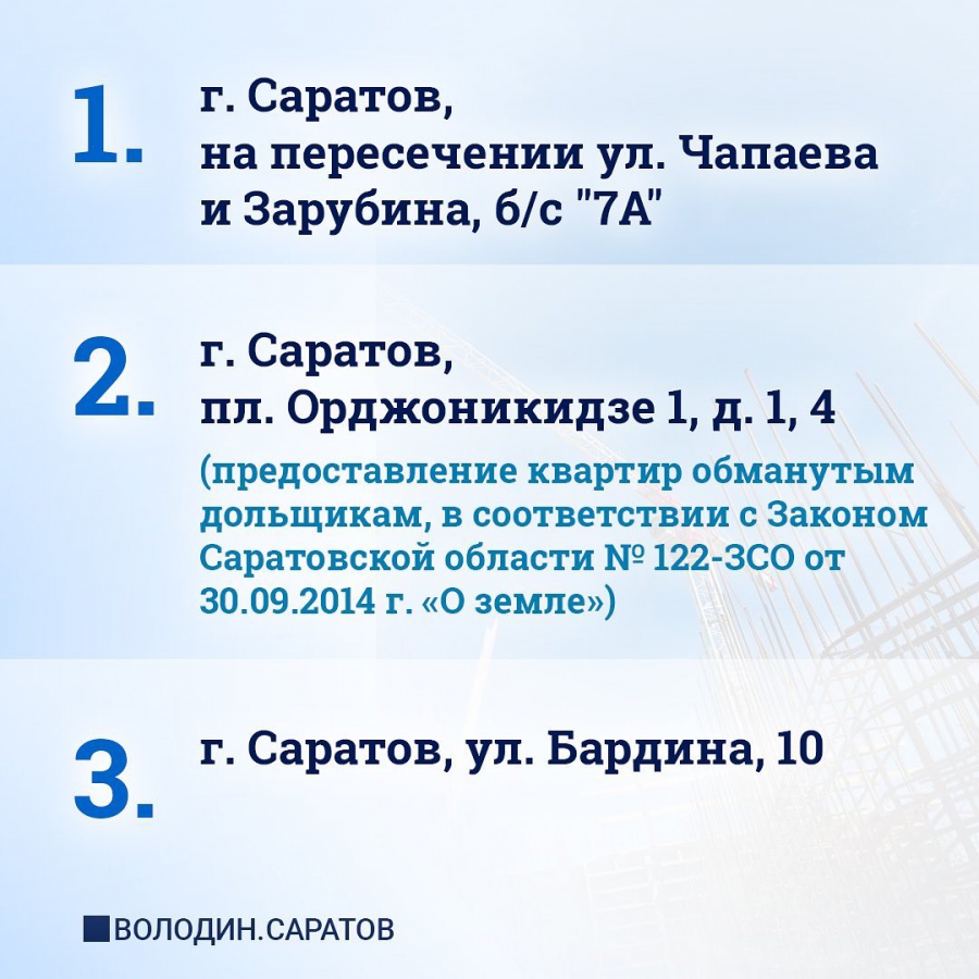 Проблемы 16 саратовских долгостроев будут решать с помощью региональных инвестпроектов
