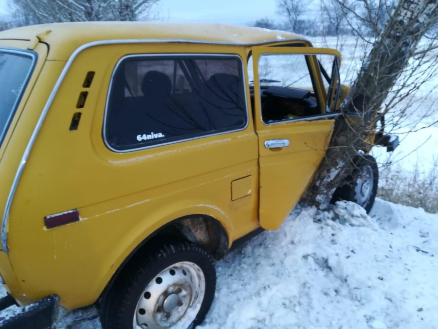 В Вольске внедорожник врезался в дерево. Шофер и пассажир в больнице