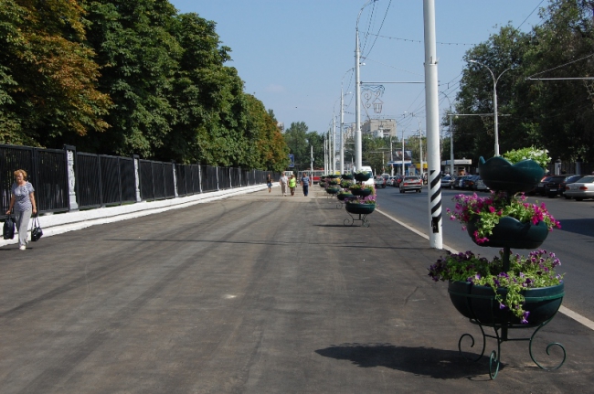 На Московской появились ударопрочные цветочные «фонтаны»
