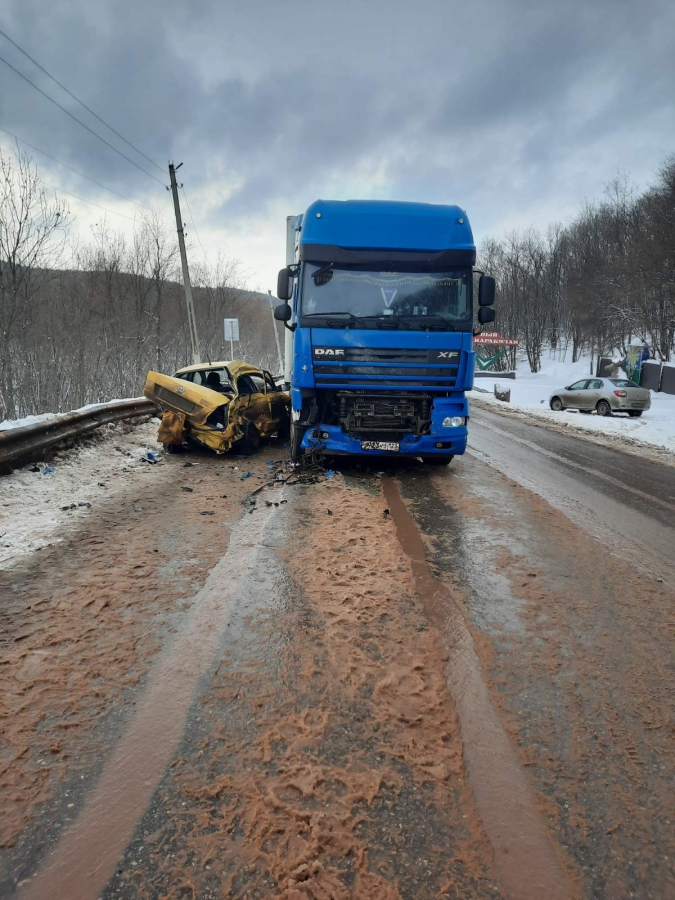 Девочка и двое взрослых пострадали в лобовом ДТП легковушки с фурой