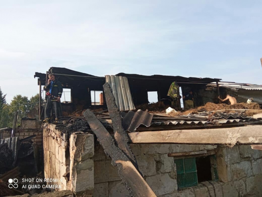 В Ленинском районе полыхали свинарник, гараж и две тонны сена