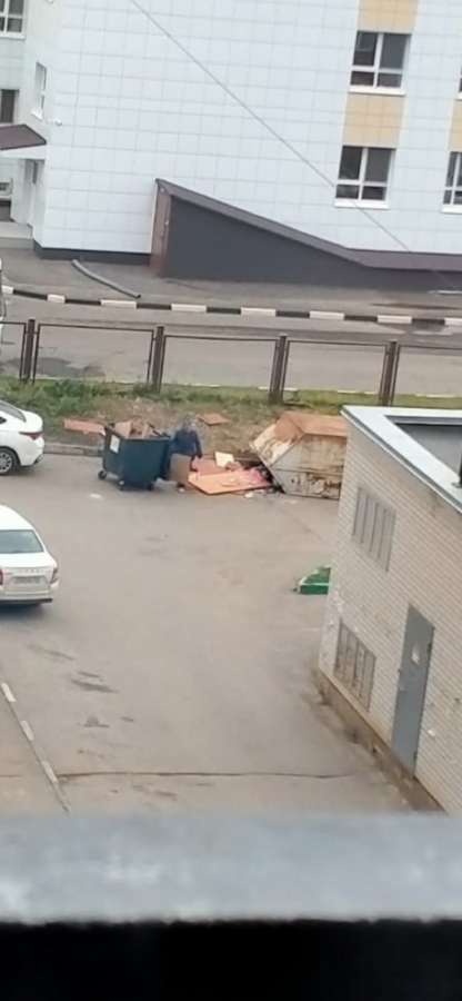 В Солнечном-2 пожаловались на «припаркованный» перевернутый бак для мусора