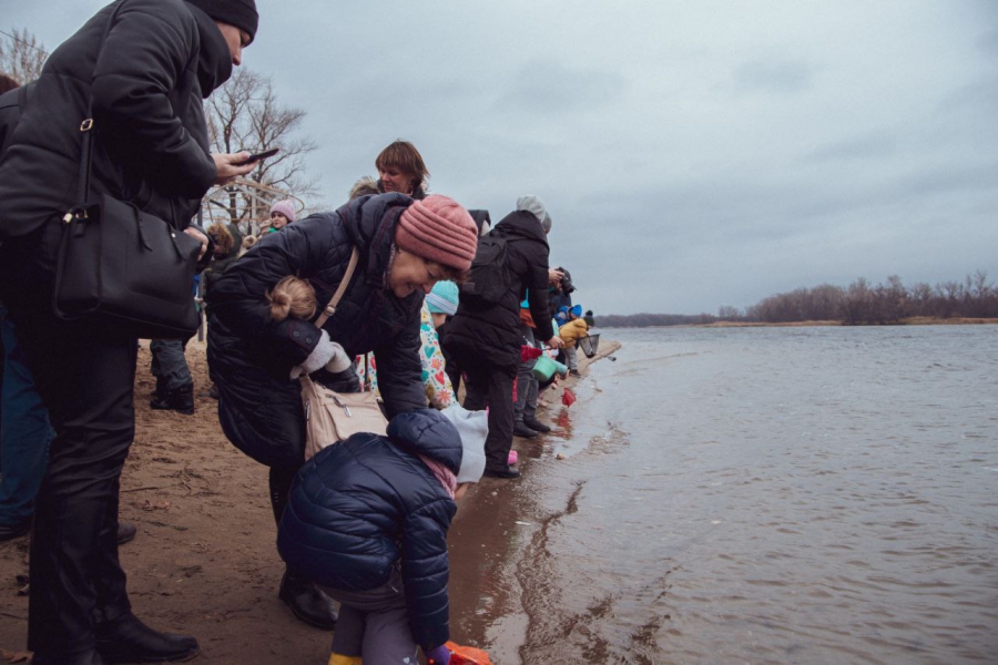 Саратовцы выпустили в Волгу мальков белого амура и сазана