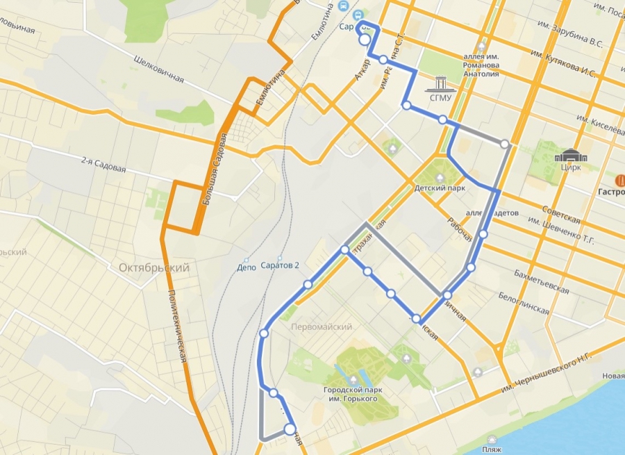 В Саратове изменилось движение троллейбусного маршрута №16