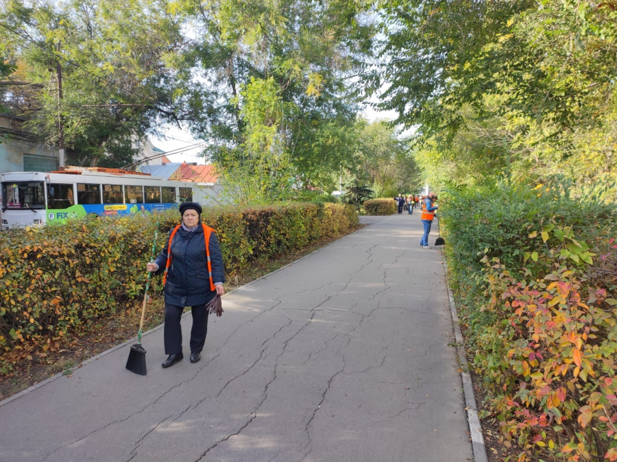 В выходной сотрудники СГЭТ убирались на аллее Грибова