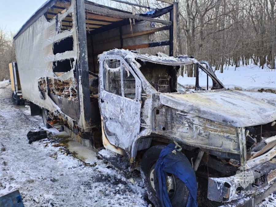 На Кумысной поляне пожарные тушили полыхавшую «ГАЗель» с морепродуктами