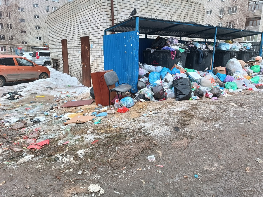 Жители Заводского района жалуются на заваленные мусорные баки и кучу стекла