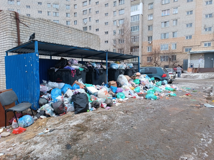 Жители Заводского района жалуются на заваленные мусорные баки и кучу стекла