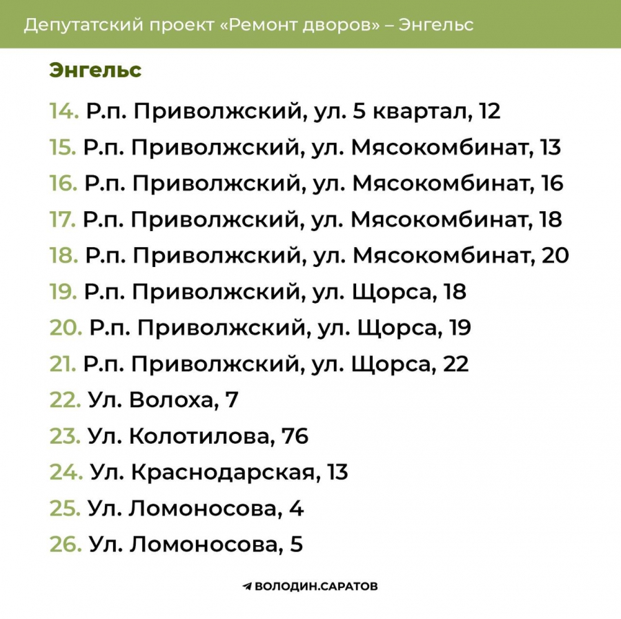 В Энгельсе при поддержке Володина отремонтируют 51 двор