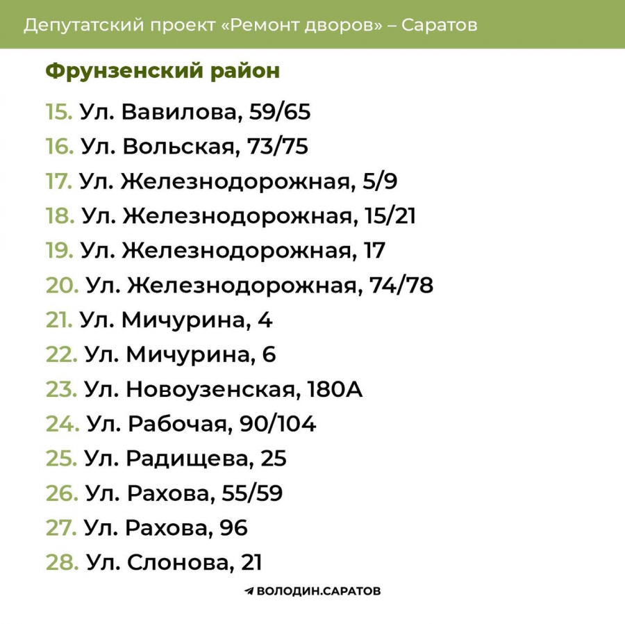 В Кировском и Фрунзенском районах определили дворы для ремонта