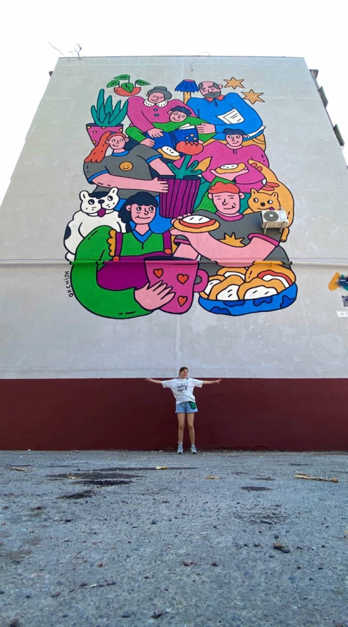 В Жасминном появился мурал «Ватрушки» высотой в 5 этажей