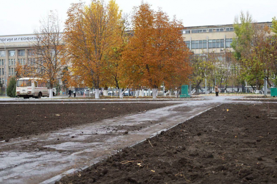 На Театральной площади начали перепланировку зеленых зон