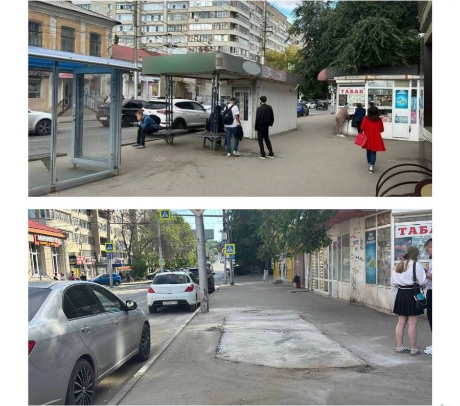 На пересечении Чернышевского и Тулупной убрали незаконный ларек с остановкой