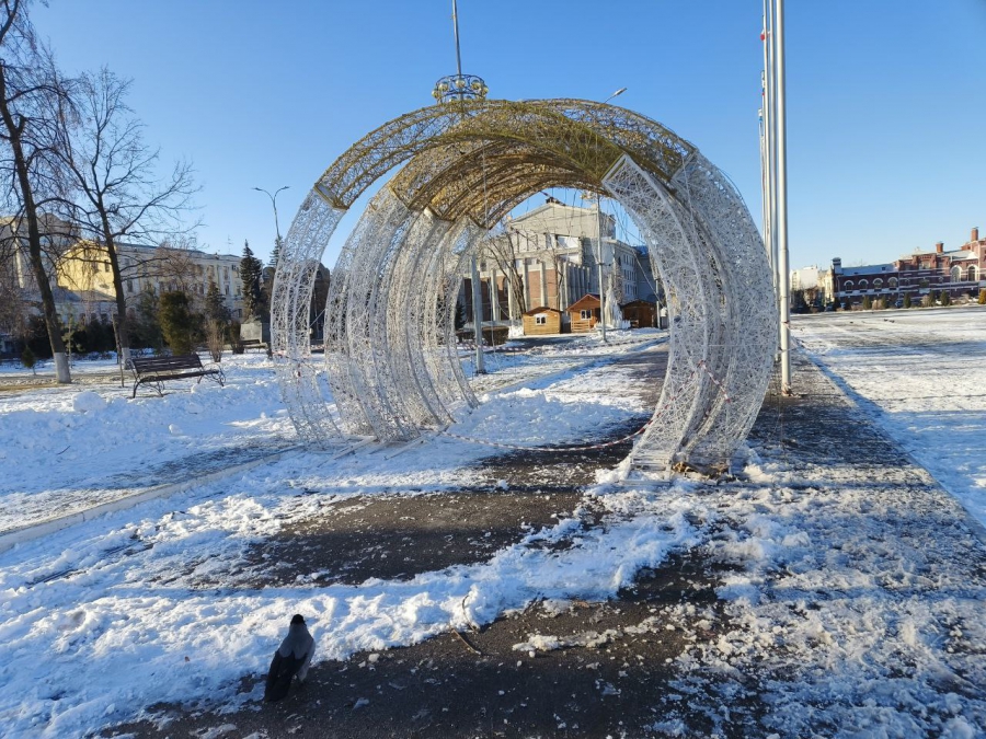 На Театральной площади полностью разобрали сломанную новогоднюю елку