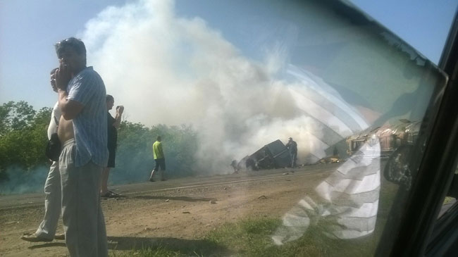 Водитель грузовика сгорел в результате массового ДТП под Красноармейском