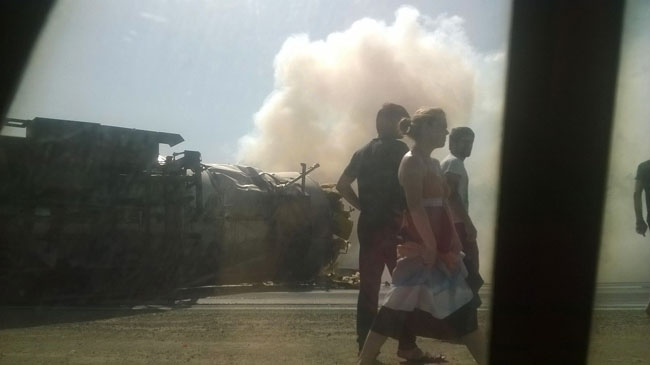 Водитель грузовика сгорел в результате массового ДТП под Красноармейском