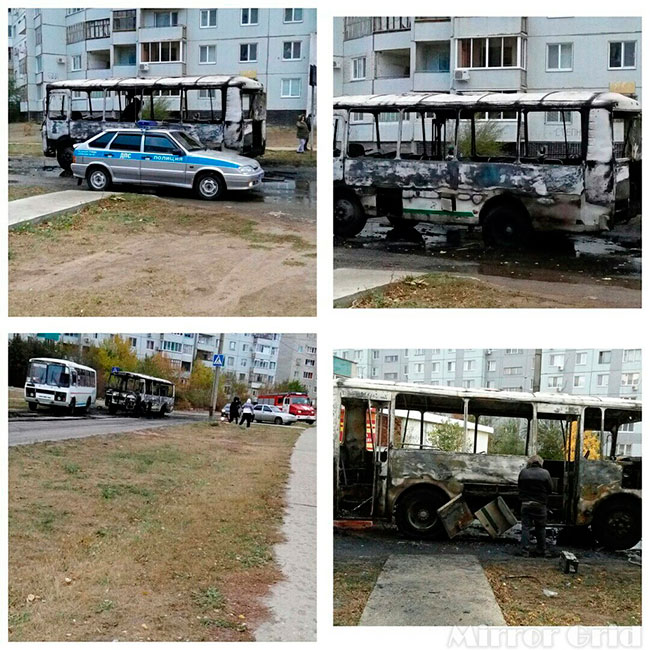 В Балакове полностью выгорел автобус «ПАЗ»