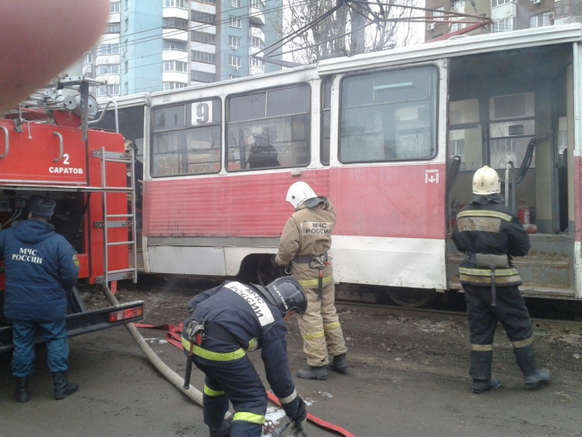 В Саратове загорелся трамвай маршрута №9