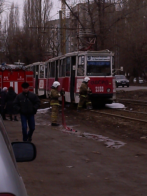 В Саратове загорелся трамвай маршрута №9
