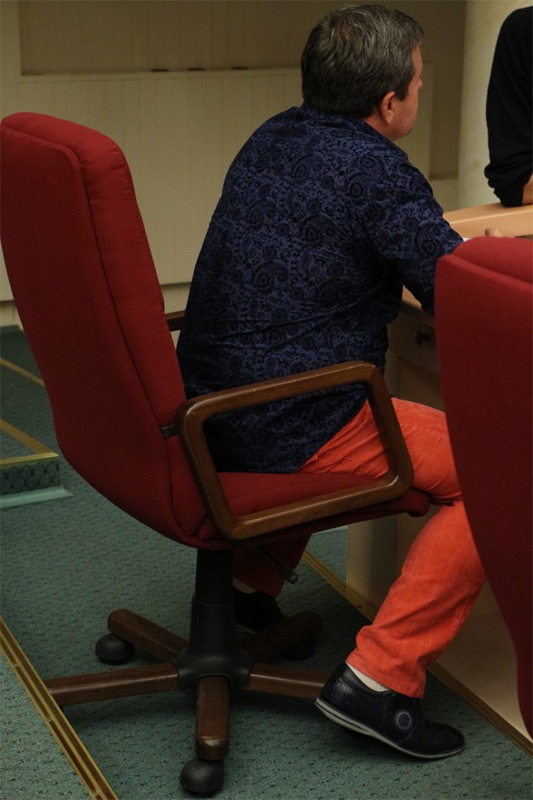 Альберт Старенко пришел на заседание облдумы в оранжевых штанах