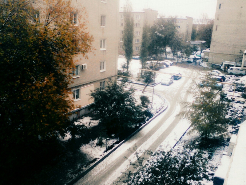 Саратовцы фотографируют первый снег и лепят снеговиков