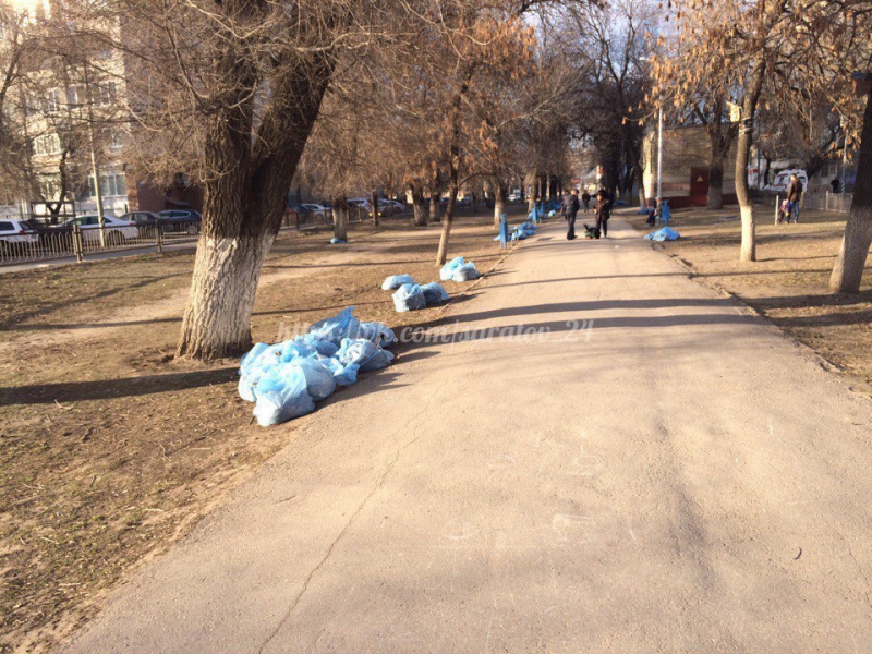 Неубранный после субботника мусор на Рахова разлетелся по скверу