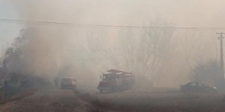 Пожарные тушат горящую траву в Калининске и двух селах