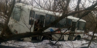 В Вольске автобус с пассажирами съехал в кювет. Трое ранены