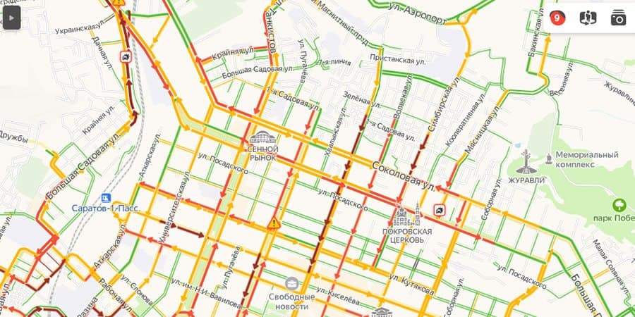 Карта саратова пробки сейчас онлайн на карте